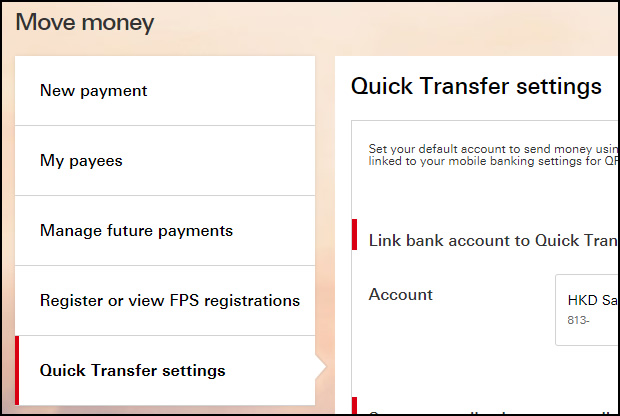 quick transfer settings